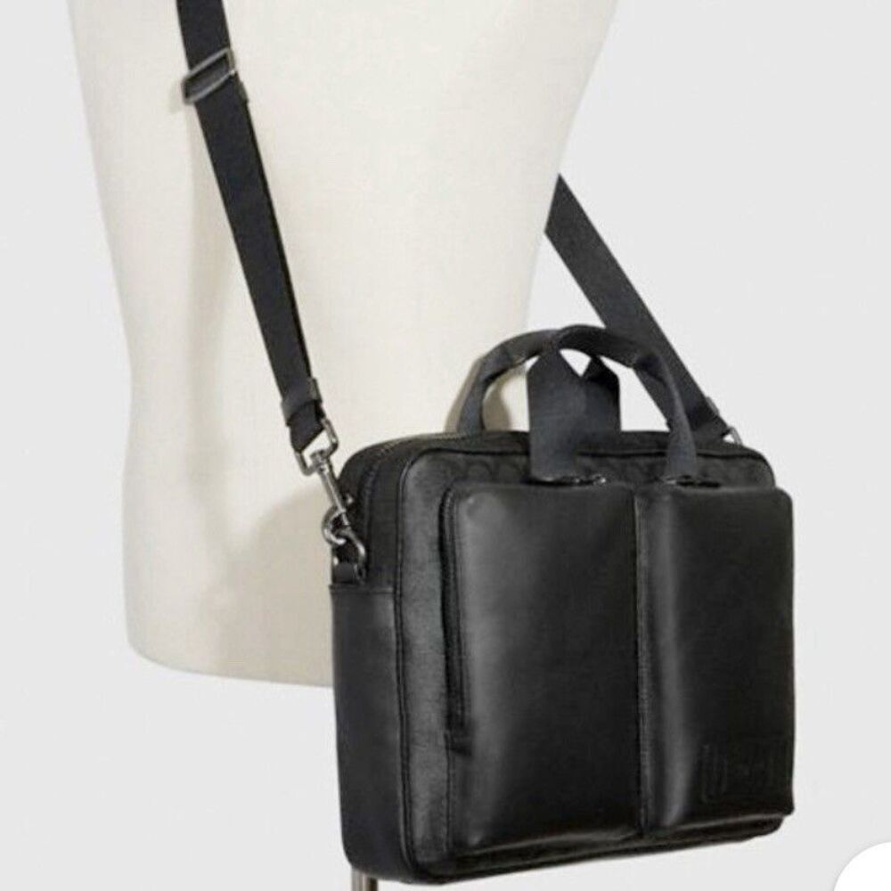 COACH Rider Briefcase Crossbody Bag Mens Signature Leather Laptop Office Travel - Picture 2 of 16